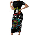 NAIDOC 2024 Indigenous Aboriginal Short Sleeve Bodycon Dress The Fire Burns Forever