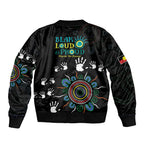 NAIDOC 2024 Indigenous Aboriginal Sleeve Zip Bomber Jacket The Fire Burns Forever