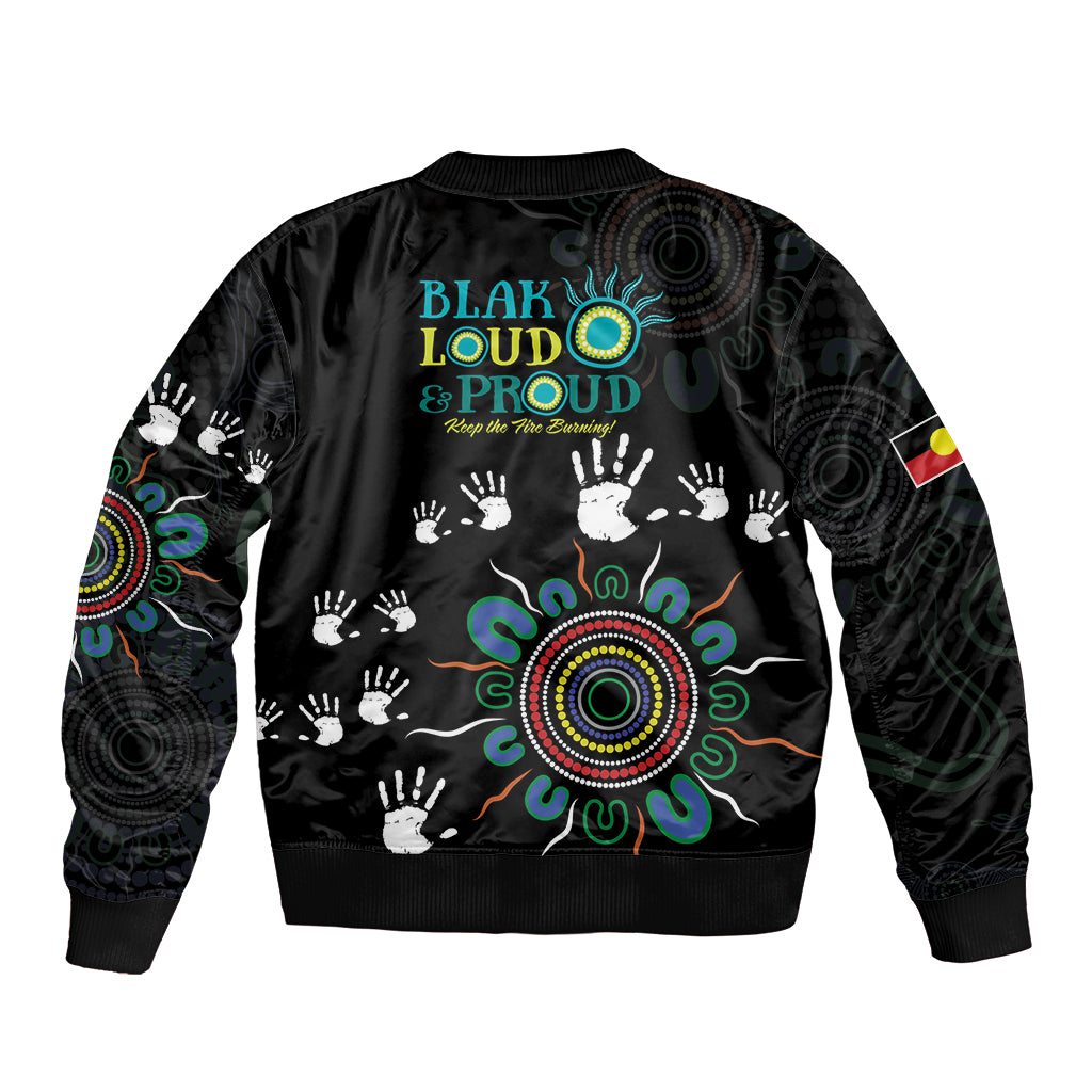 NAIDOC 2024 Indigenous Aboriginal Sleeve Zip Bomber Jacket The Fire Burns Forever