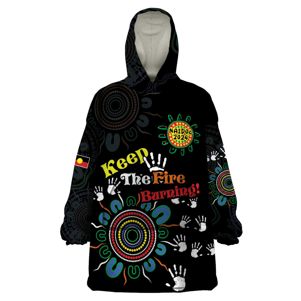 NAIDOC 2024 Indigenous Aboriginal Wearable Blanket Hoodie The Fire Burns Forever