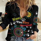 NAIDOC 2024 Indigenous Aboriginal Women Casual Shirt The Fire Burns Forever