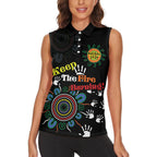 NAIDOC 2024 Indigenous Aboriginal Women Sleeveless Polo Shirt The Fire Burns Forever