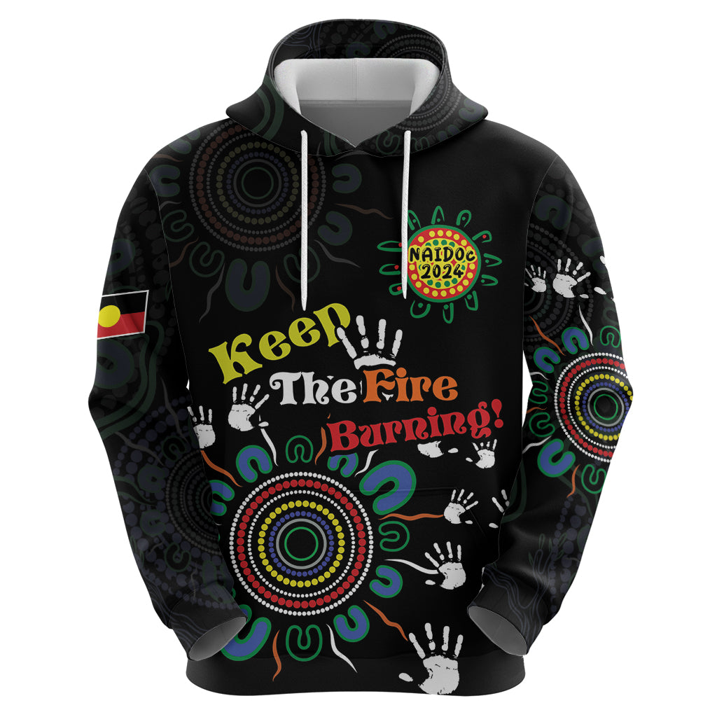 NAIDOC 2024 Indigenous Aboriginal Zip Hoodie The Fire Burns Forever
