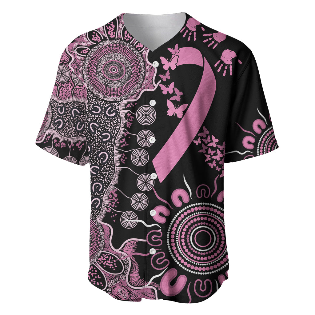 Personalised Aboriginal Ribbons Baseball Jersey Beautiful Butterflies Breast Cancer Awareness