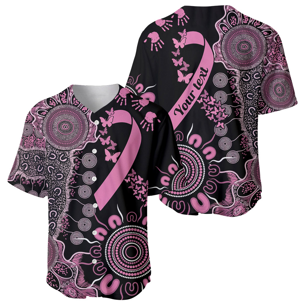 Personalised Aboriginal Ribbons Baseball Jersey Beautiful Butterflies Breast Cancer Awareness