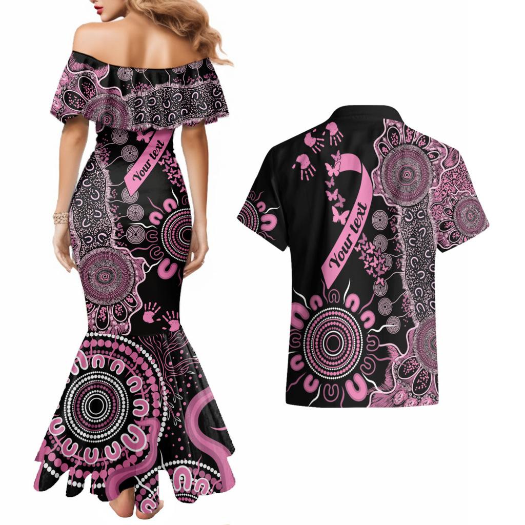 Personalised Aboriginal Ribbons Couples Matching Mermaid Dress and Hawaiian Shirt Beautiful Butterflies Breast Cancer Awareness