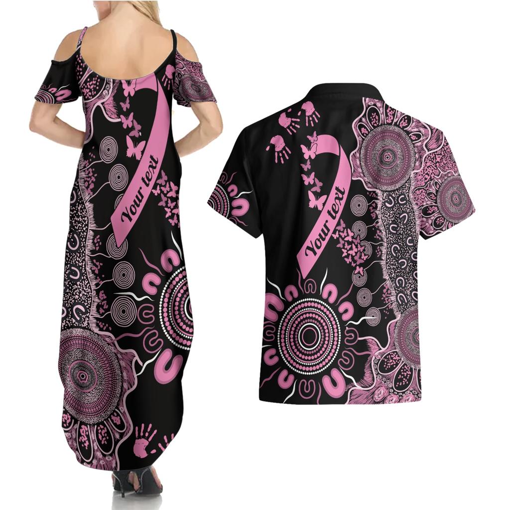 Personalised Aboriginal Ribbons Couples Matching Summer Maxi Dress and Hawaiian Shirt Beautiful Butterflies Breast Cancer Awareness