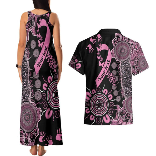 Personalised Aboriginal Ribbons Couples Matching Tank Maxi Dress and Hawaiian Shirt Beautiful Butterflies Breast Cancer Awareness