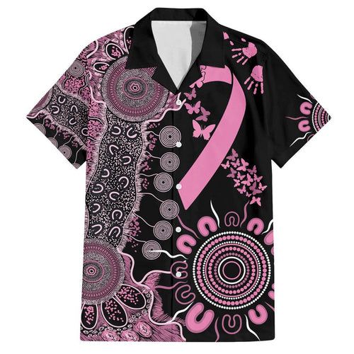 Personalised Aboriginal Ribbons Family Matching Long Sleeve Bodycon Dress and Hawaiian Shirt Beautiful Butterflies Breast Cancer Awareness