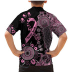 Personalised Aboriginal Ribbons Family Matching Mermaid Dress and Hawaiian Shirt Beautiful Butterflies Breast Cancer Awareness