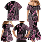 Personalised Aboriginal Ribbons Family Matching Mermaid Dress and Hawaiian Shirt Beautiful Butterflies Breast Cancer Awareness