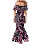 Personalised Aboriginal Ribbons Family Matching Mermaid Dress and Hawaiian Shirt Beautiful Butterflies Breast Cancer Awareness