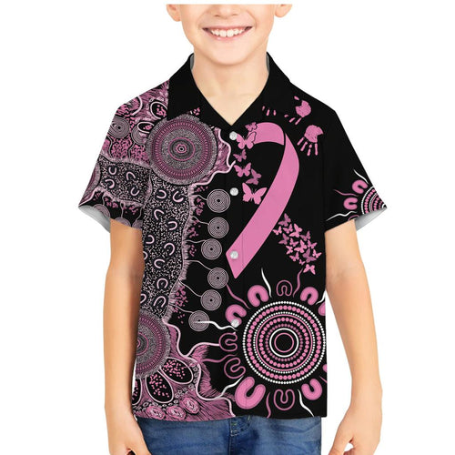 Personalised Aboriginal Ribbons Family Matching Mermaid Dress and Hawaiian Shirt Beautiful Butterflies Breast Cancer Awareness