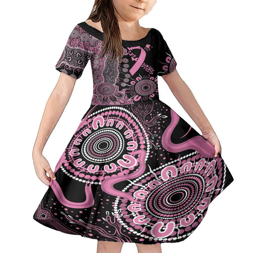 Personalised Aboriginal Ribbons Family Matching Off The Shoulder Long Sleeve Dress and Hawaiian Shirt Beautiful Butterflies Breast Cancer Awareness