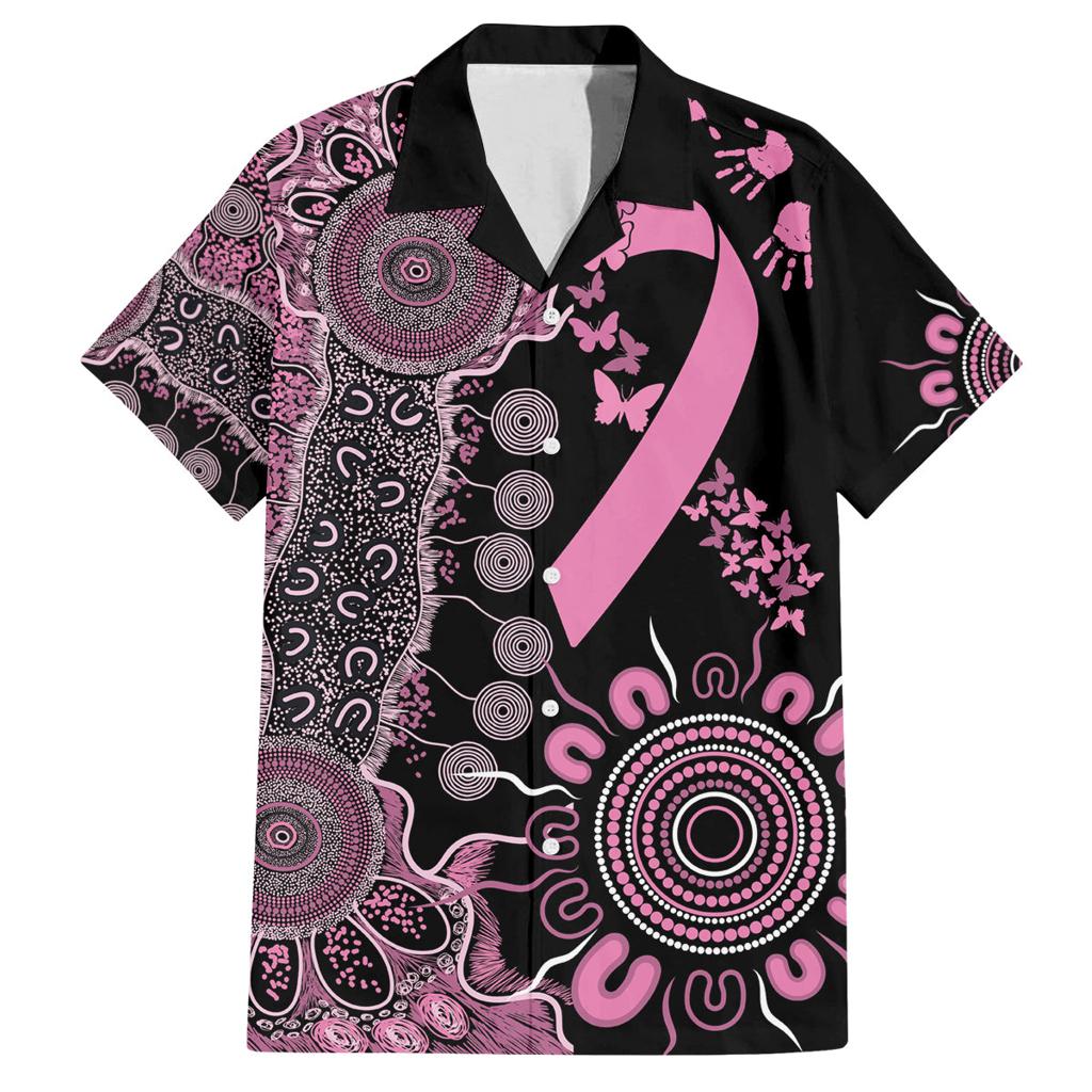 Personalised Aboriginal Ribbons Family Matching Off Shoulder Maxi Dress and Hawaiian Shirt Beautiful Butterflies Breast Cancer Awareness