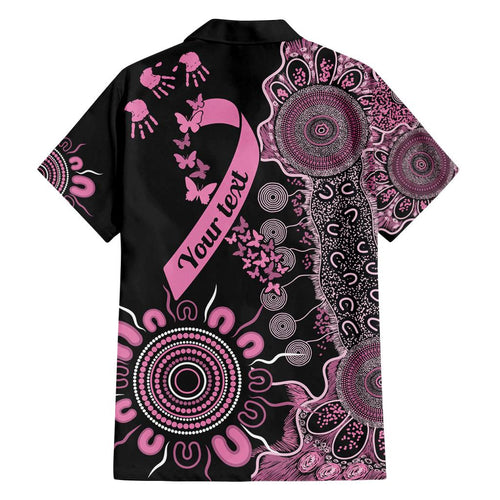 Personalised Aboriginal Ribbons Family Matching Off Shoulder Maxi Dress and Hawaiian Shirt Beautiful Butterflies Breast Cancer Awareness