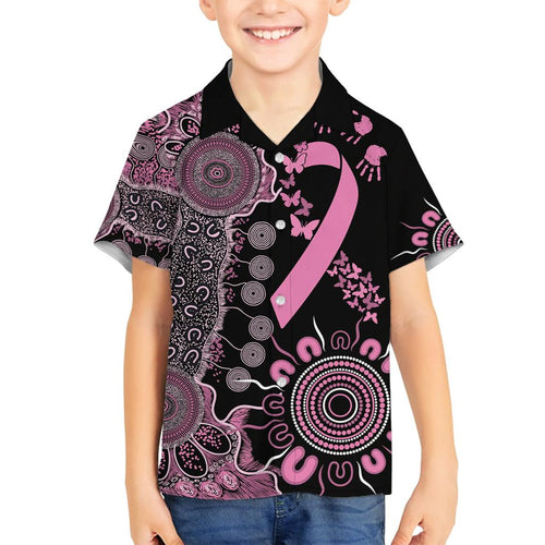 Personalised Aboriginal Ribbons Family Matching Off Shoulder Maxi Dress and Hawaiian Shirt Beautiful Butterflies Breast Cancer Awareness