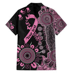 Personalised Aboriginal Ribbons Family Matching Off Shoulder Short Dress and Hawaiian Shirt Beautiful Butterflies Breast Cancer Awareness