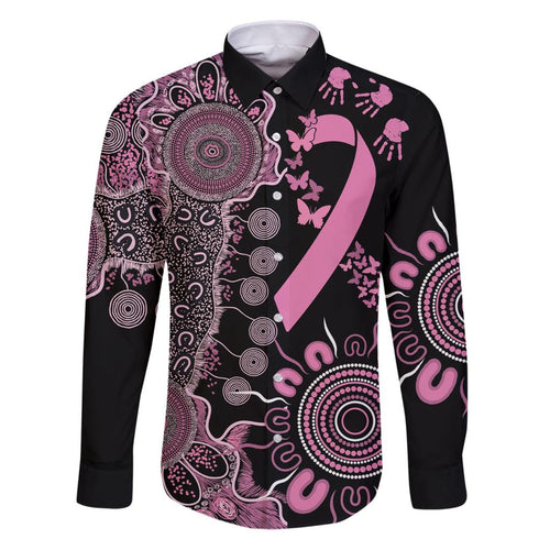 Personalised Aboriginal Ribbons Family Matching Puletasi and Hawaiian Shirt Beautiful Butterflies Breast Cancer Awareness
