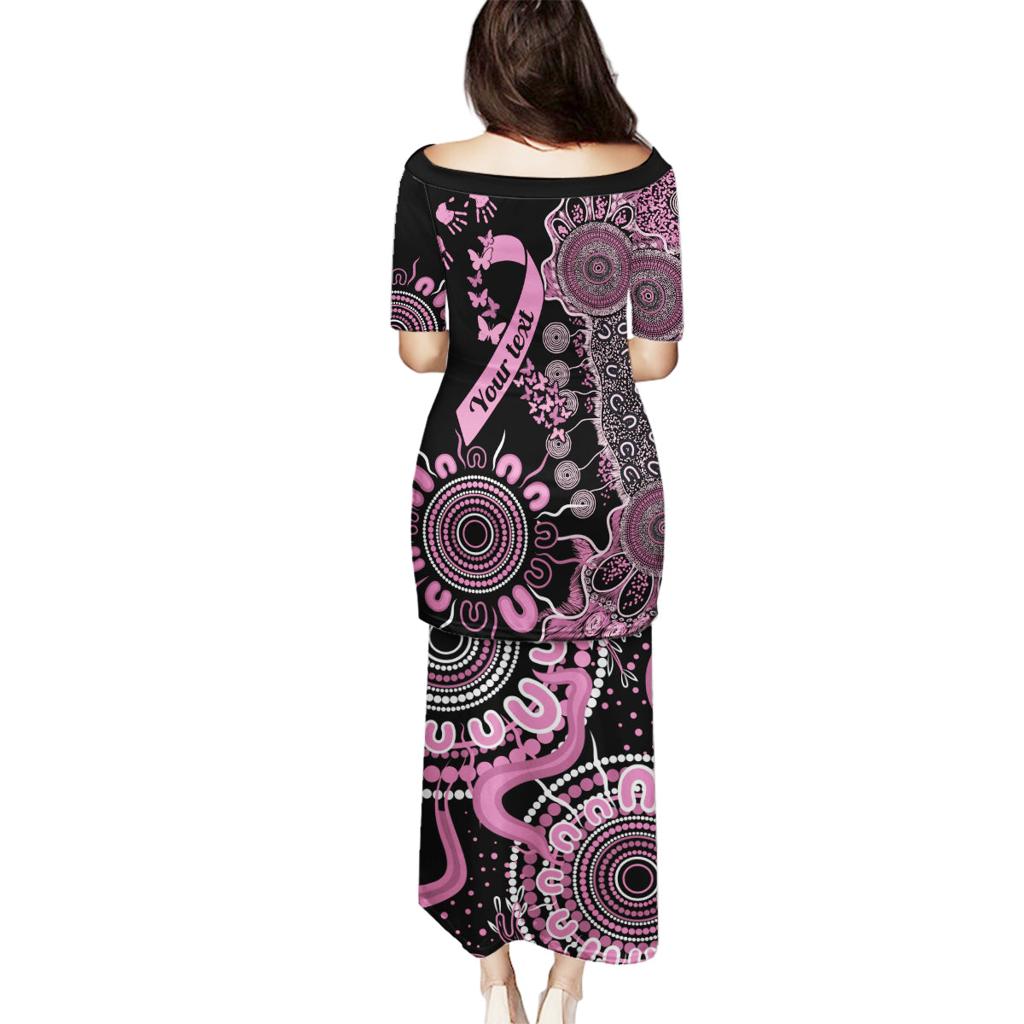 Personalised Aboriginal Ribbons Family Matching Puletasi and Hawaiian Shirt Beautiful Butterflies Breast Cancer Awareness