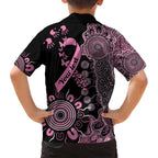 Personalised Aboriginal Ribbons Family Matching Short Sleeve Bodycon Dress and Hawaiian Shirt Beautiful Butterflies Breast Cancer Awareness
