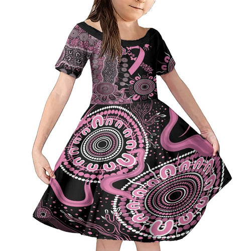 Personalised Aboriginal Ribbons Family Matching Short Sleeve Bodycon Dress and Hawaiian Shirt Beautiful Butterflies Breast Cancer Awareness