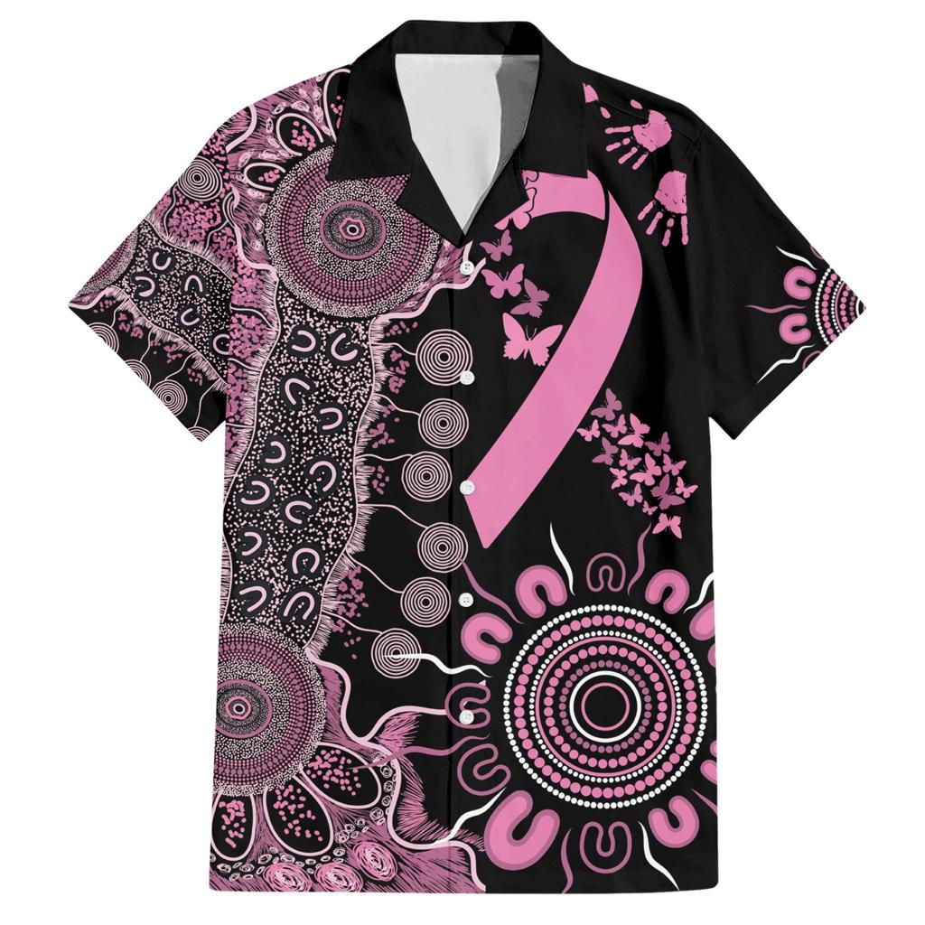 Personalised Aboriginal Ribbons Family Matching Short Sleeve Bodycon Dress and Hawaiian Shirt Beautiful Butterflies Breast Cancer Awareness