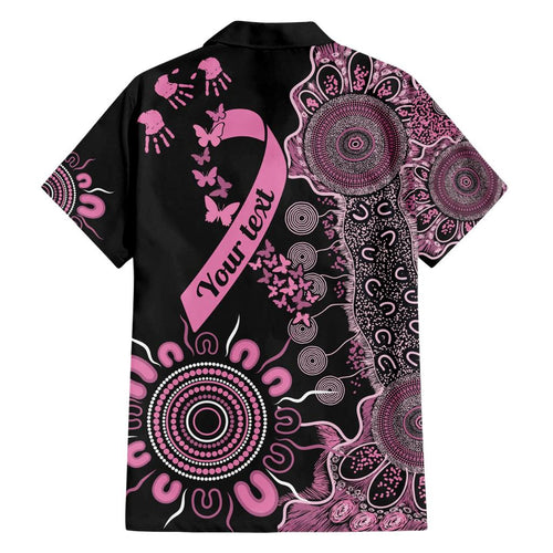 Personalised Aboriginal Ribbons Family Matching Short Sleeve Bodycon Dress and Hawaiian Shirt Beautiful Butterflies Breast Cancer Awareness