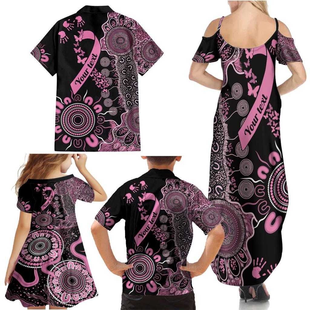 Personalised Aboriginal Ribbons Family Matching Summer Maxi Dress and Hawaiian Shirt Beautiful Butterflies Breast Cancer Awareness