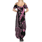 Personalised Aboriginal Ribbons Family Matching Summer Maxi Dress and Hawaiian Shirt Beautiful Butterflies Breast Cancer Awareness