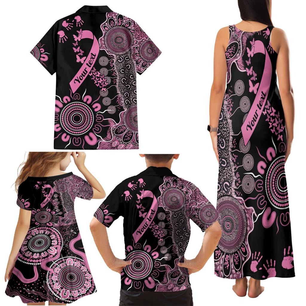 Personalised Aboriginal Ribbons Family Matching Tank Maxi Dress and Hawaiian Shirt Beautiful Butterflies Breast Cancer Awareness