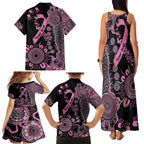 Personalised Aboriginal Ribbons Family Matching Tank Maxi Dress and Hawaiian Shirt Beautiful Butterflies Breast Cancer Awareness