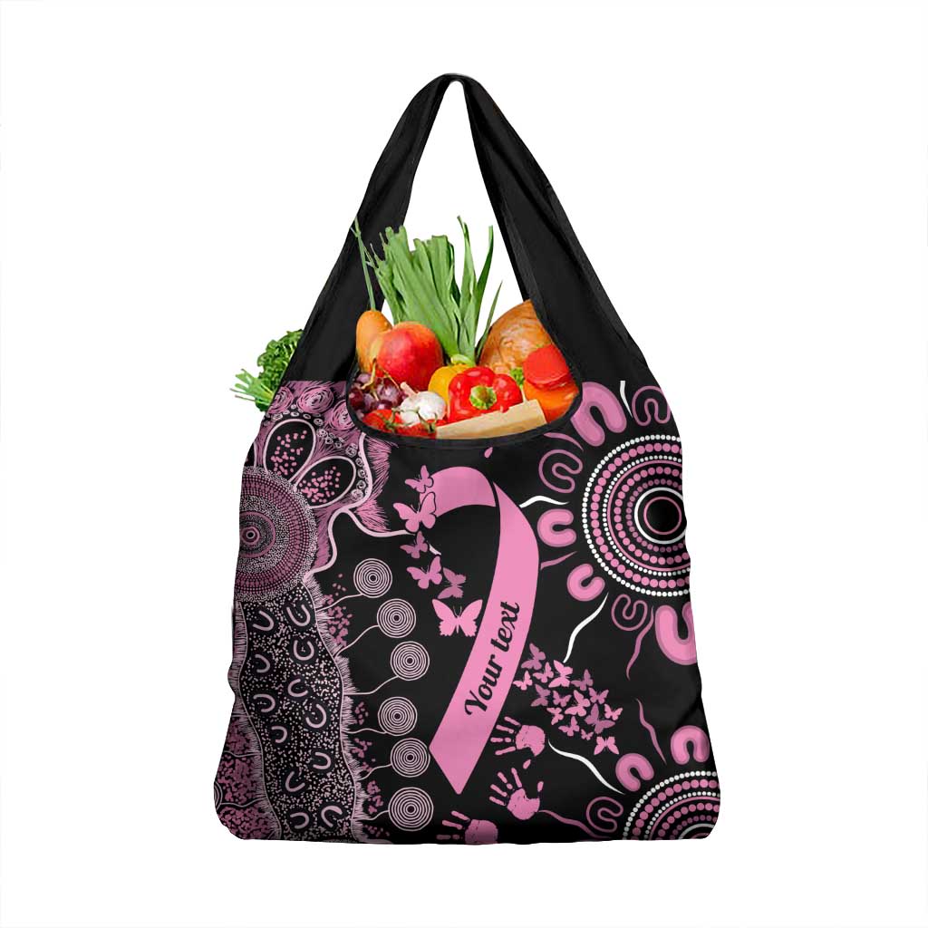 Personalised Aboriginal Ribbons Grocery Bag Beautiful Butterflies Breast Cancer Awareness