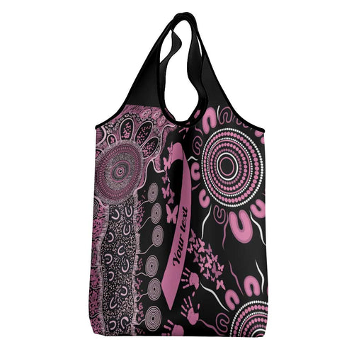 Personalised Aboriginal Ribbons Grocery Bag Beautiful Butterflies Breast Cancer Awareness