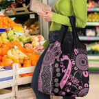 Personalised Aboriginal Ribbons Grocery Bag Beautiful Butterflies Breast Cancer Awareness