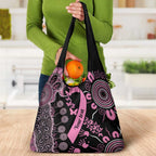 Personalised Aboriginal Ribbons Grocery Bag Beautiful Butterflies Breast Cancer Awareness