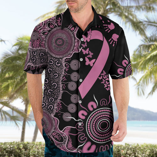 Personalised Aboriginal Ribbons Hawaiian Shirt Beautiful Butterflies Breast Cancer Awareness