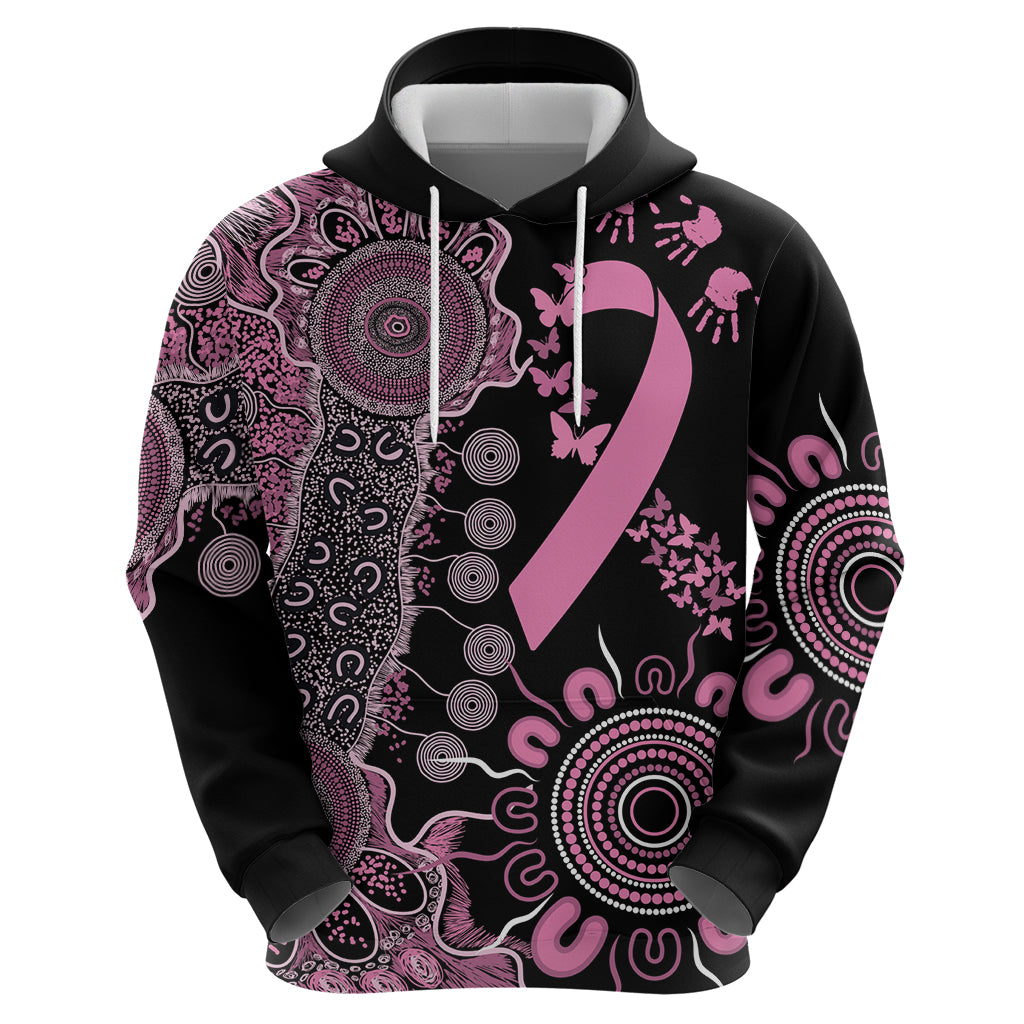 Personalised Aboriginal Ribbons Hoodie Beautiful Butterflies Breast Cancer Awareness