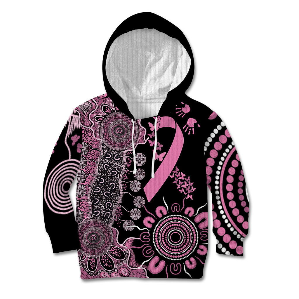 Personalised Aboriginal Ribbons Kid Hoodie Beautiful Butterflies Breast Cancer Awareness