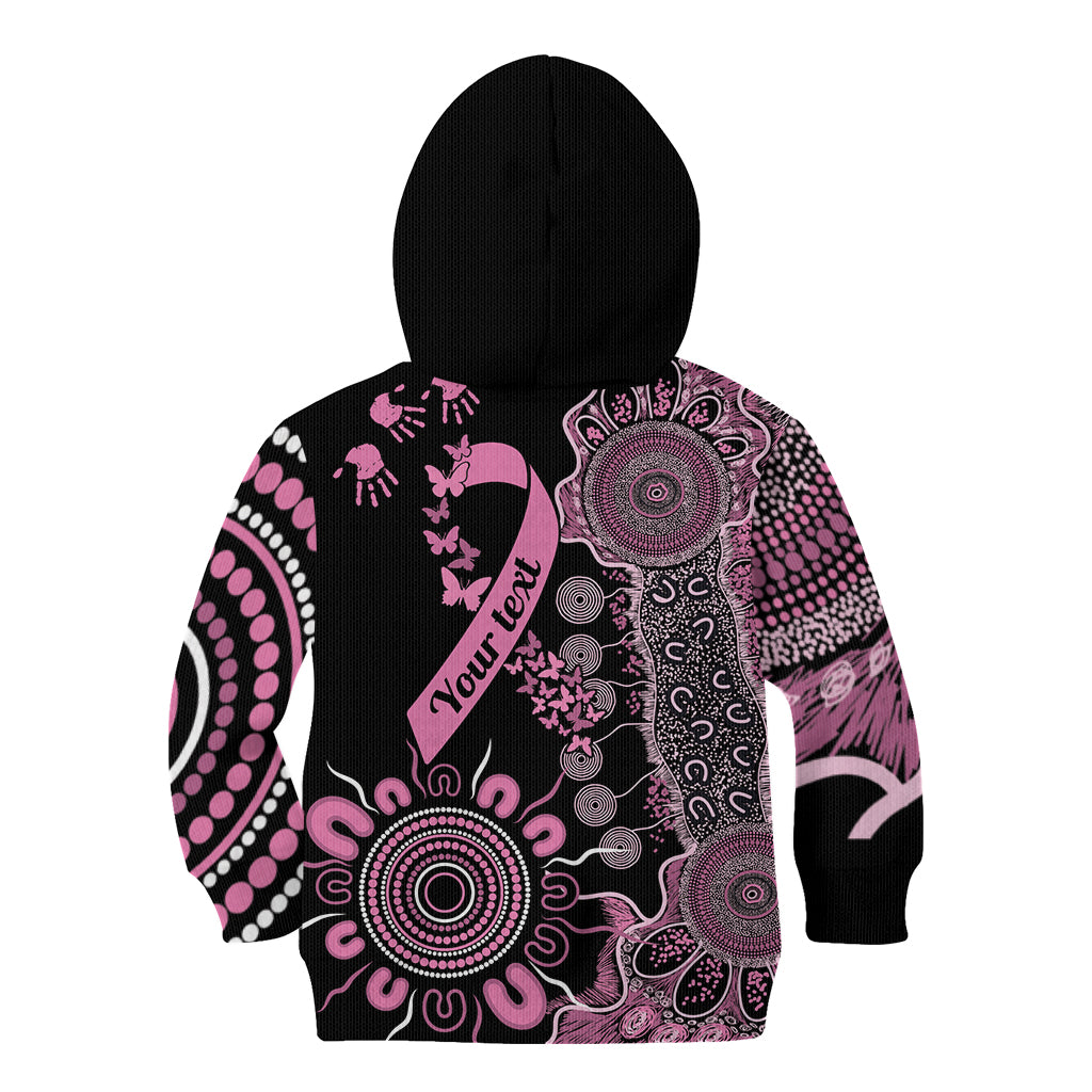 Personalised Aboriginal Ribbons Kid Hoodie Beautiful Butterflies Breast Cancer Awareness