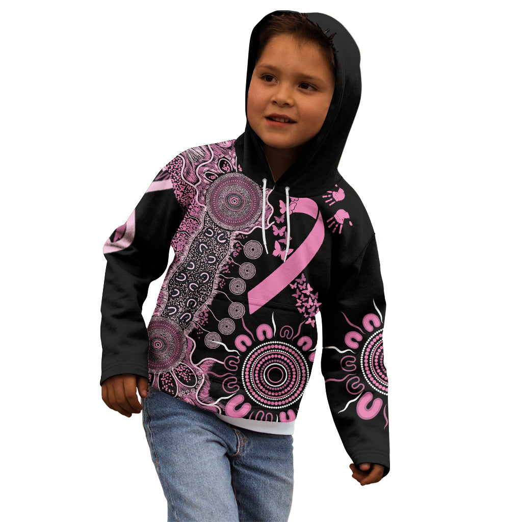 Personalised Aboriginal Ribbons Kid Hoodie Beautiful Butterflies Breast Cancer Awareness