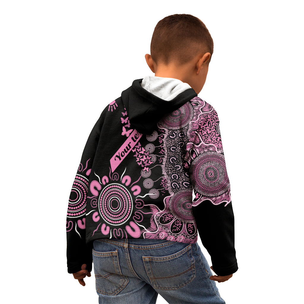 Personalised Aboriginal Ribbons Kid Hoodie Beautiful Butterflies Breast Cancer Awareness