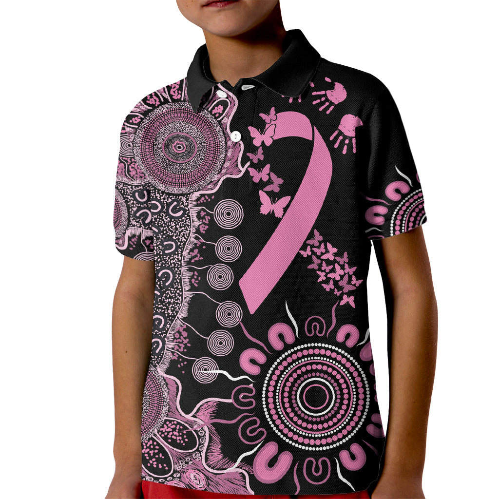 Personalised Aboriginal Ribbons Kid Polo Shirt Beautiful Butterflies Breast Cancer Awareness