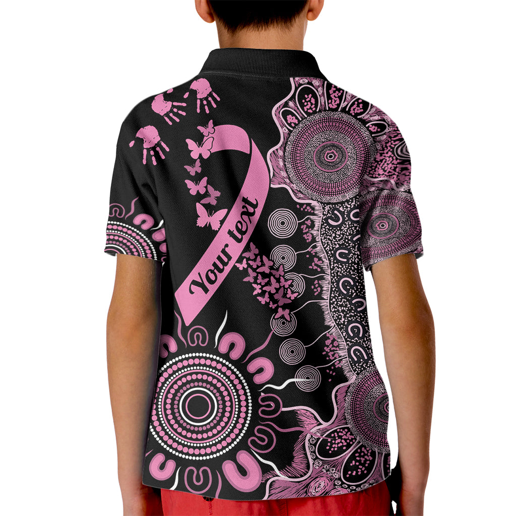 Personalised Aboriginal Ribbons Kid Polo Shirt Beautiful Butterflies Breast Cancer Awareness