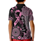 Personalised Aboriginal Ribbons Kid Polo Shirt Beautiful Butterflies Breast Cancer Awareness