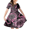 Personalised Aboriginal Ribbons Kid Short Sleeve Dress Beautiful Butterflies Breast Cancer Awareness