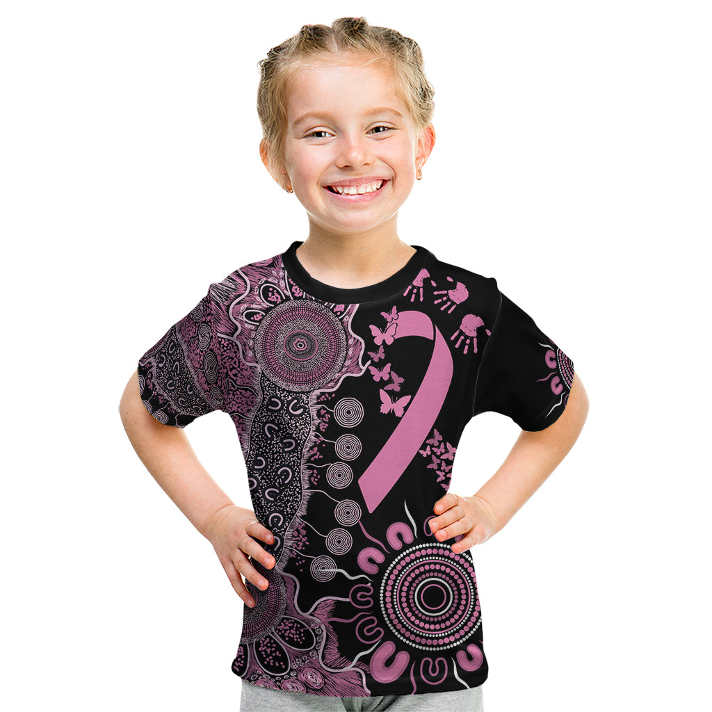 Personalised Aboriginal Ribbons Kid T Shirt Beautiful Butterflies Breast Cancer Awareness