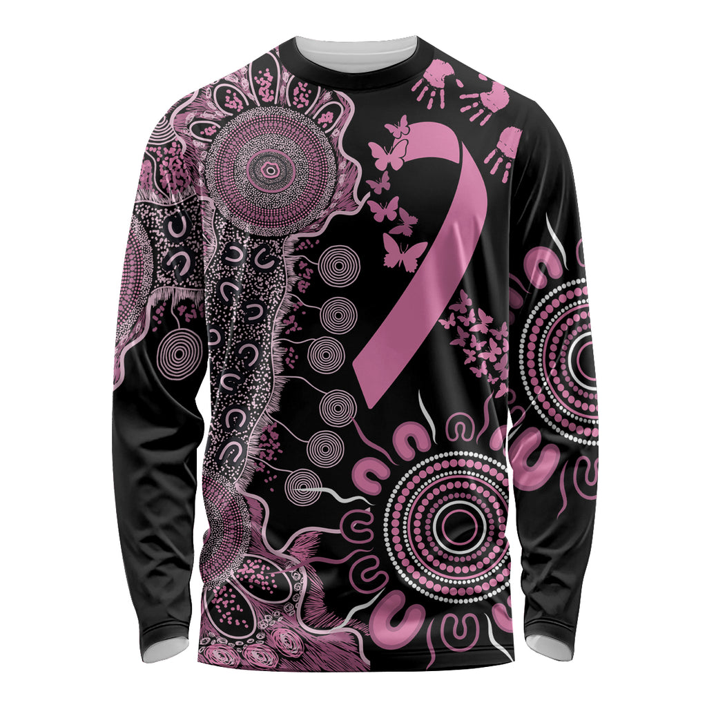 Personalised Aboriginal Ribbons Long Sleeve Shirt Beautiful Butterflies Breast Cancer Awareness