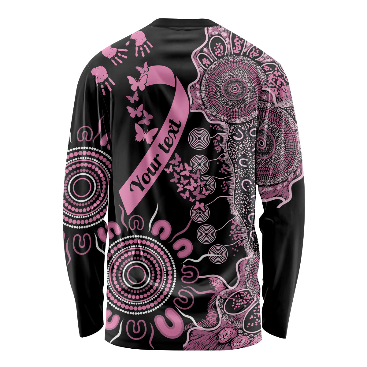 Personalised Aboriginal Ribbons Long Sleeve Shirt Beautiful Butterflies Breast Cancer Awareness