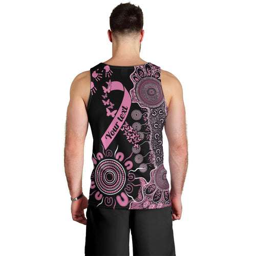 Personalised Aboriginal Ribbons Men Tank Top Beautiful Butterflies Breast Cancer Awareness